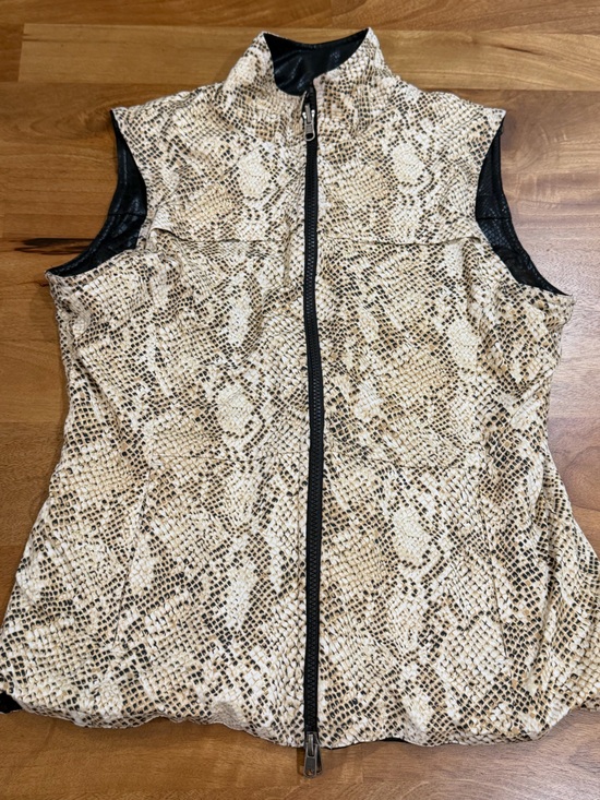 Tail Jackets & Blazers - Tail Reversible Snakeskin Print Sleeveless Zip-Up Vest in Beige & Black - Small